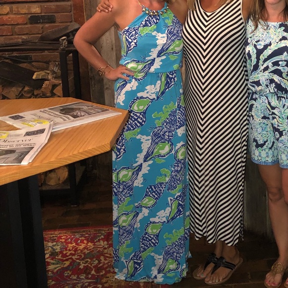 Lily Pulitzer S 🐠💙🌸🌴 Inna Jeweled Neck Casual Maxi Dress - Picture 2 of 4